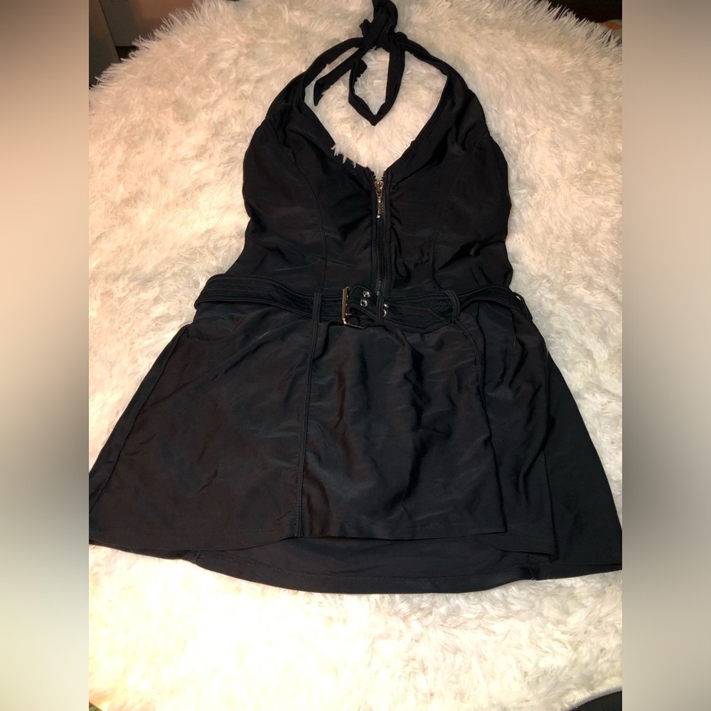 VENUS Black Halter Belted Swim Dress with size 10 - Picture 9 of 15